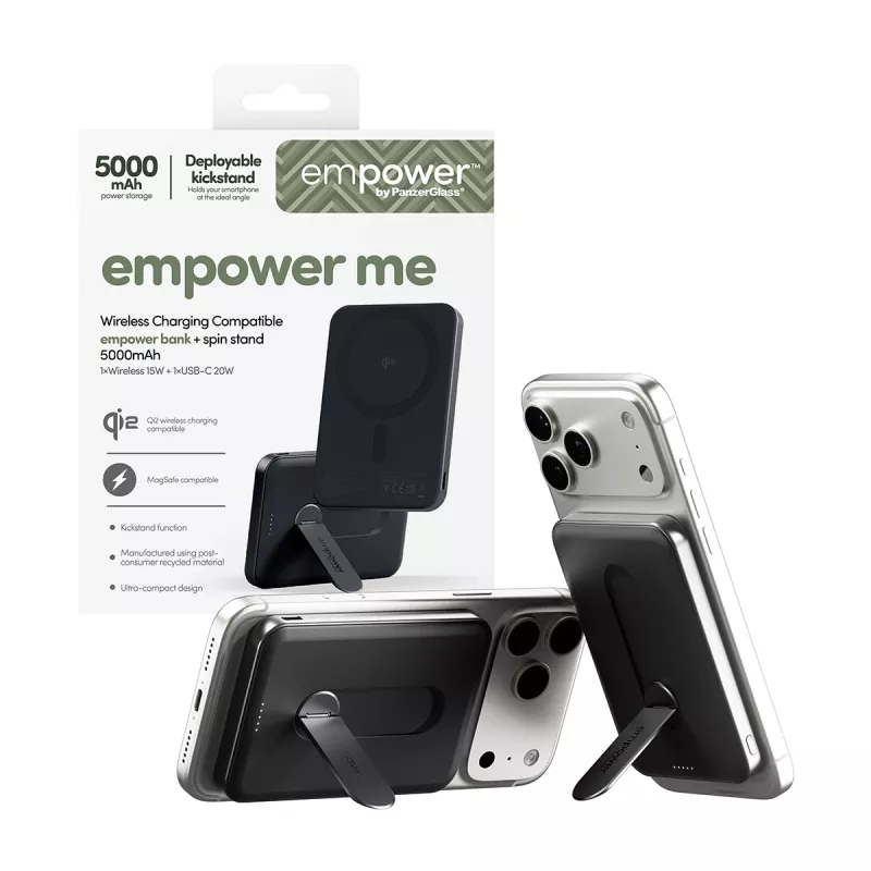 PanzerGlass empower™ by ® empower™ akupank Spin statiiviga | 5000mAh | Kosmosemust
