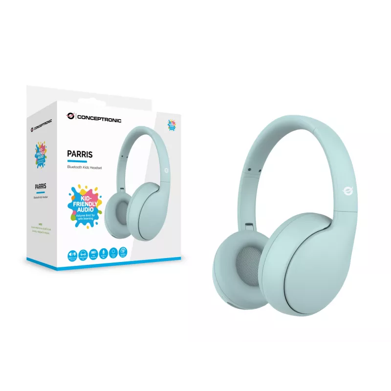 Peakomplekt CONCEPTRONIC PARRIS04B — Bluetooth- ja juhtmega laste kõrvaklapid, ümberkõrvased, 20–20 000 Hz, 170 g, helesinine