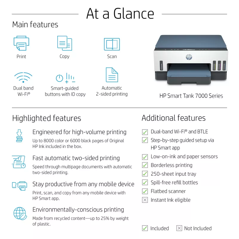 HP Smart Tank Tank Printer, termoinkjet, värviprinter, 4800 x 1200 DPI, A4, otsetrükk, hall