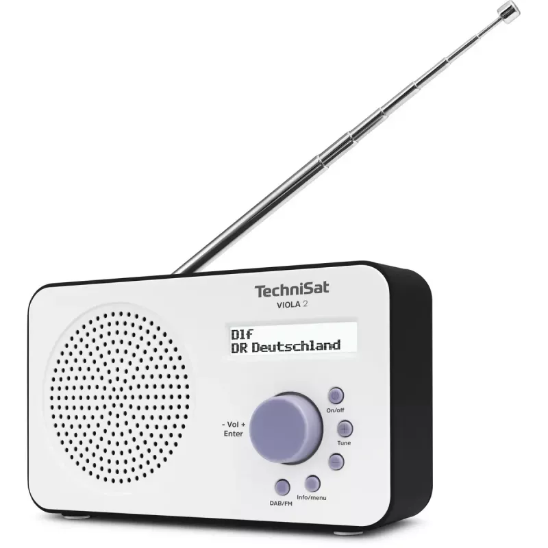 Kaasaskantav digitaalraadio TECHNISAT 0000/3906 — DAB/DAB+/FM, 1 W RMS, LCD, 3,5 mm, valge/must, 0,338 kg