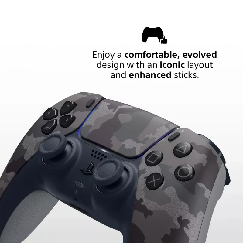 Gamepad Sony DualSense v3 Camouflage — Bluetooth/USB, PS5, sisseehitatud aku, USB‑C, 160×106×66 mm