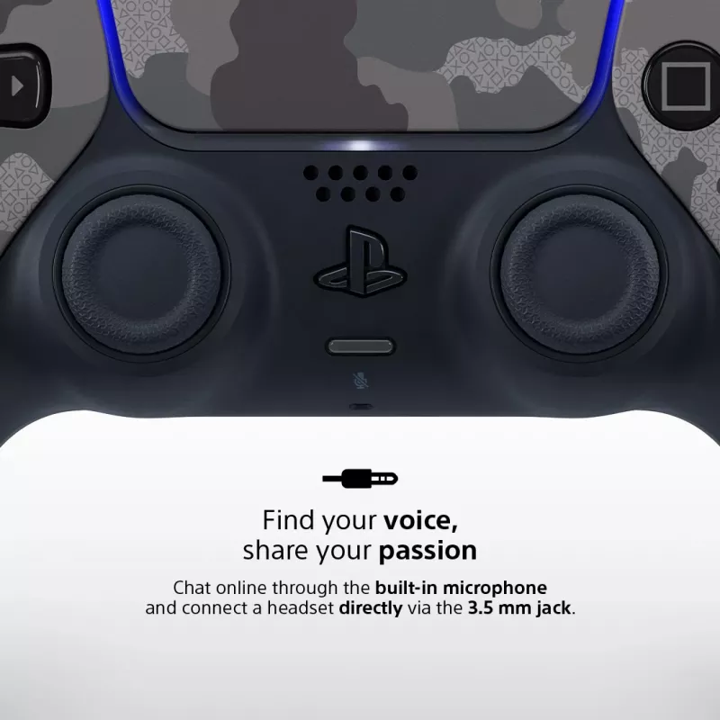 Gamepad Sony DualSense v3 Camouflage — Bluetooth/USB, PS5, sisseehitatud aku, USB‑C, 160×106×66 mm