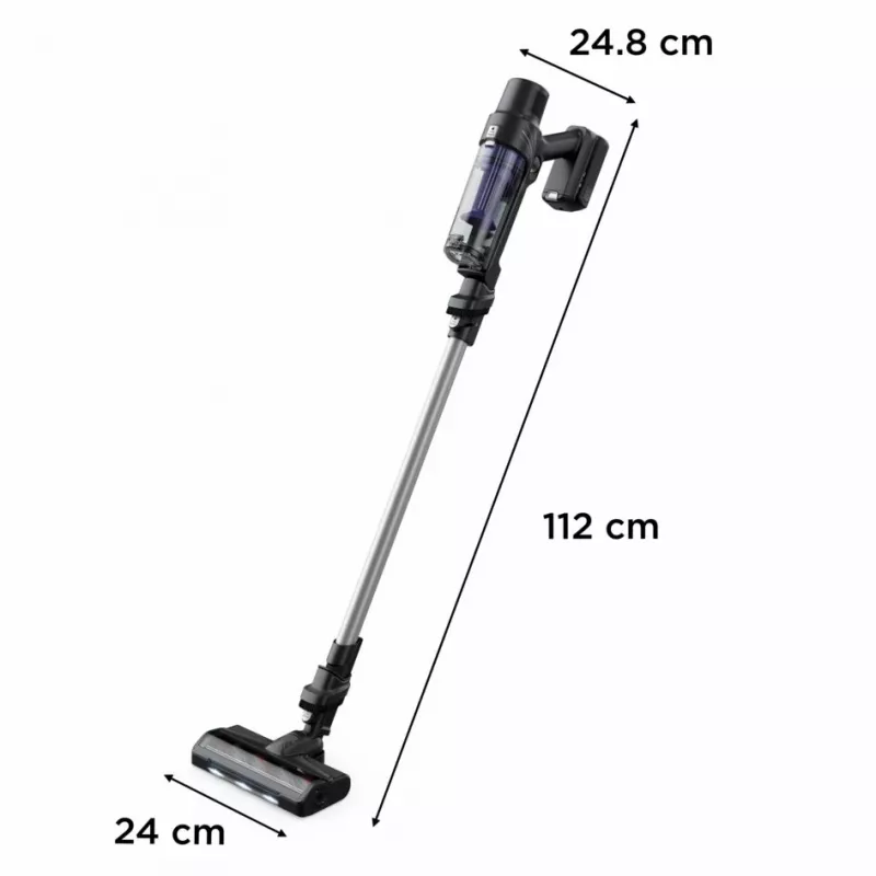 2-in-1 stick vacuum Rowenta RH6A35 — cordless lithium‑ion, 140 W, bagless cyclonic, lilla/silver, LED brush