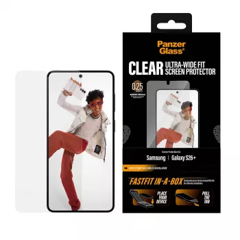 Ekraanikaitse PanzerGlass Samsung New Galaxy S 2026 Plus'ile — Ultra-Wide Fit, PET+Silikoon, FASTFIT