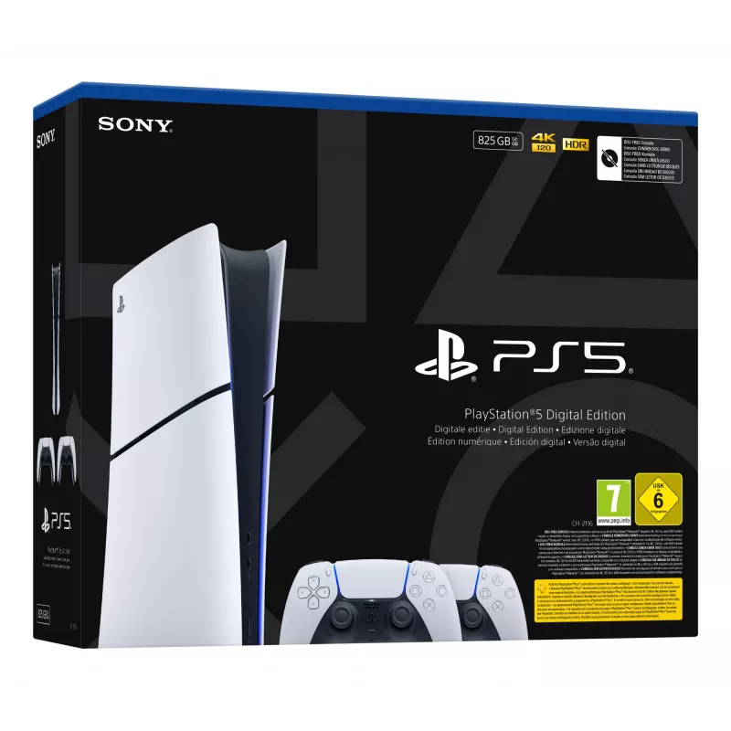 Mängukonsool Sony PlayStation 5 õhuke Digital 825 GB SSD, Wi‑Fi, Bluetooth, HDMI 2.1, valge/must