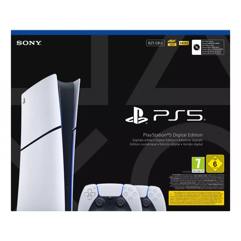 Mängukonsool Sony PlayStation 5 õhuke Digital 825 GB SSD, Wi‑Fi, Bluetooth, HDMI 2.1, valge/must