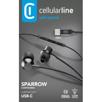 Cellularline SPARROW Stereo kõrvasisesed kõrvaklapid mikrofoni ja kaugjuhtimisega