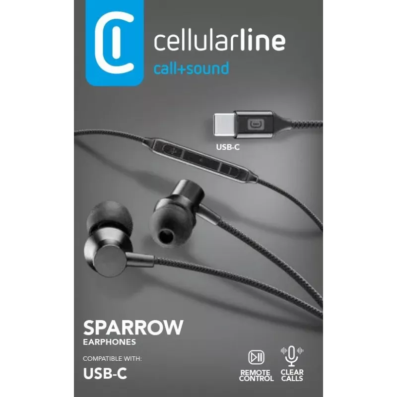 Cellularline SPARROW Stereo kõrvasisesed kõrvaklapid mikrofoni ja kaugjuhtimisega
