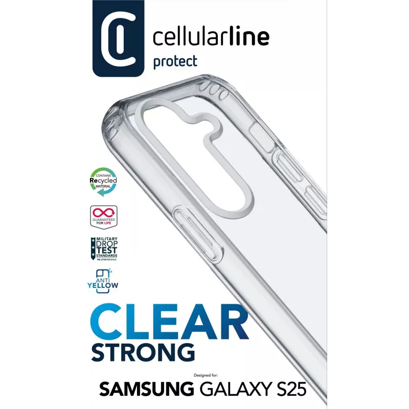 Cellularline Clear Protect - Galaxy S25 kõva ümbris kummist servadega