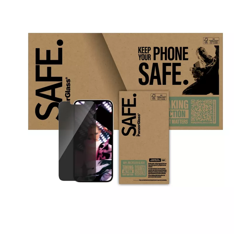 PanzerGlass SAFE. by ® privaatsuse ekraanikaitse iPhone 17e | 16e | 14 | 13 | 13 Pro | ülilai sobivus