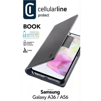 Cellularline Book - Galaxy A36/A56 raamatukaanega ümbris kaarditasku ja magnetilise sulguriga