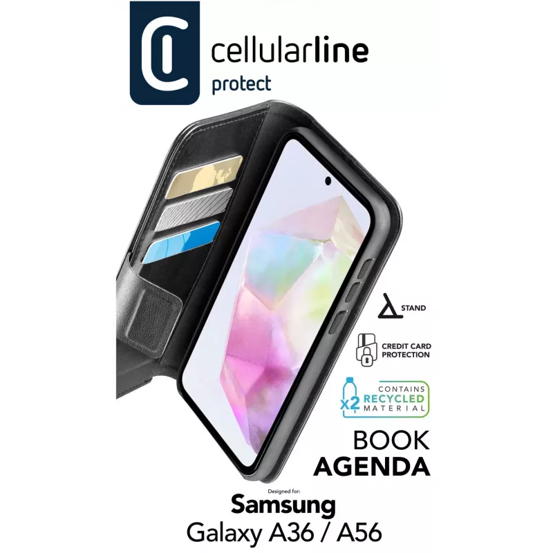 Cellularline Book Agenda - Galaxy A36/A56 nahkefektiga raamatukaanega ümbris magnetkinnitusega