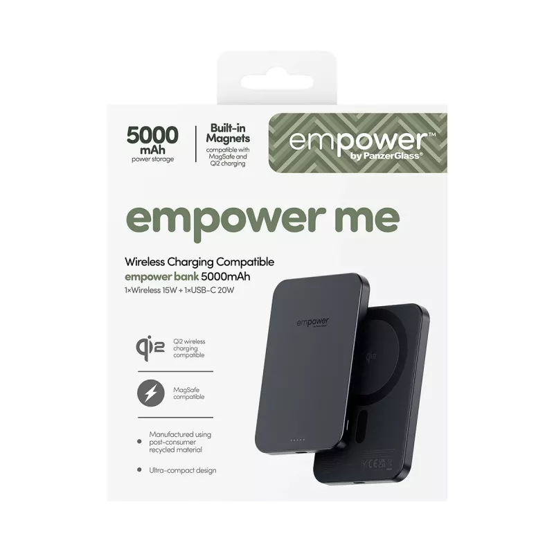 Akupank PanzerGlass empower™ 5000mAh Space Must kaasaskantav laadija