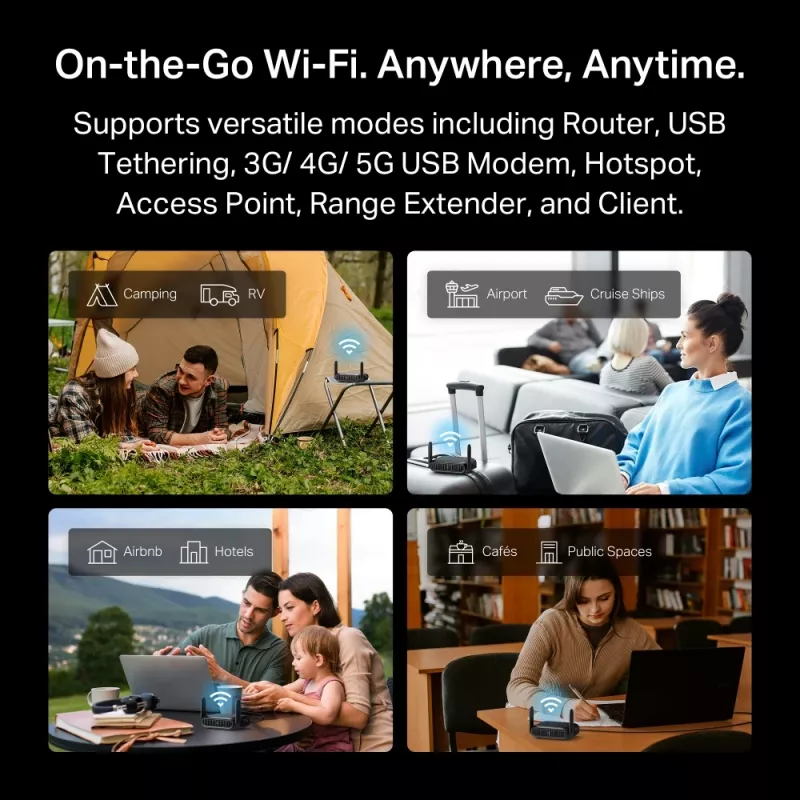 TP-Link BE3600 Wi-Fi 7 traadita ruuter 2,5 Gigabit Ethernet kahesageduslik (2,4 GHz / 5 GHz) must