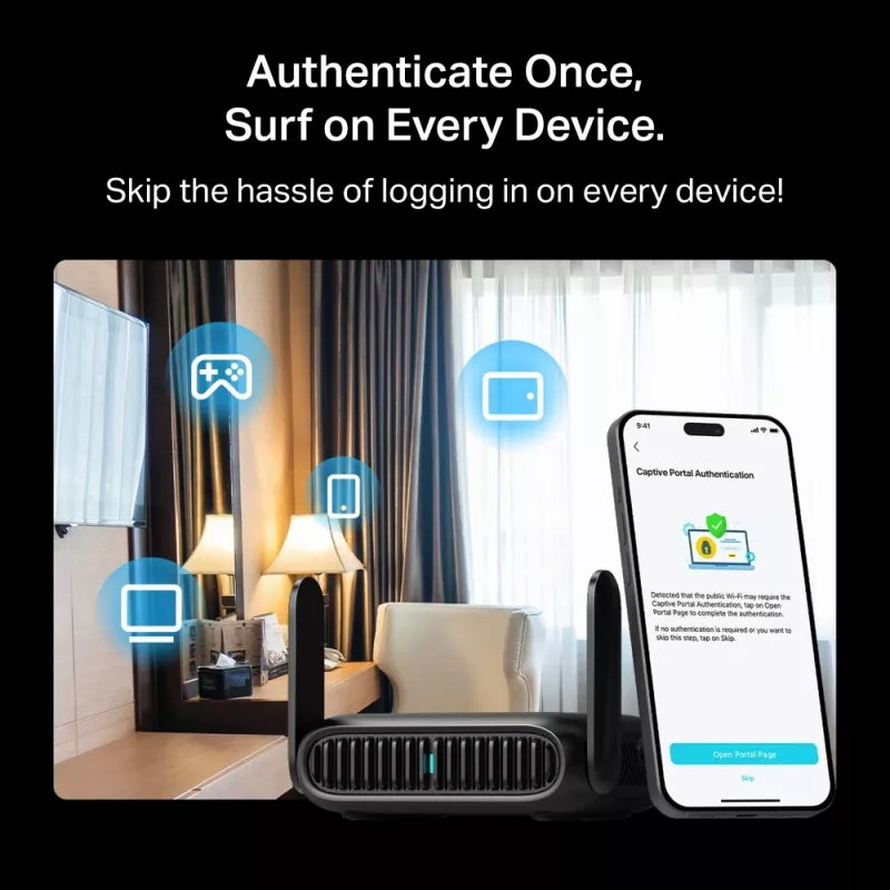 TP-Link BE3600 Wi-Fi 7 traadita ruuter 2,5 Gigabit Ethernet kahesageduslik (2,4 GHz / 5 GHz) must