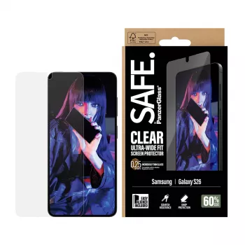 Ekraanikaitse PanzerGlass SAFE by Samsung New Galaxy S 2026 jaoks — ülilai sobivus, PET+silikoon, läbipaistev