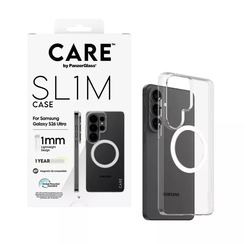 Telefonikohver PanzerGlass CARE™ SL1M läbipaistev Qi-ga Samsung Galaxy S26 Ultra (6.9 tolli) jaoks