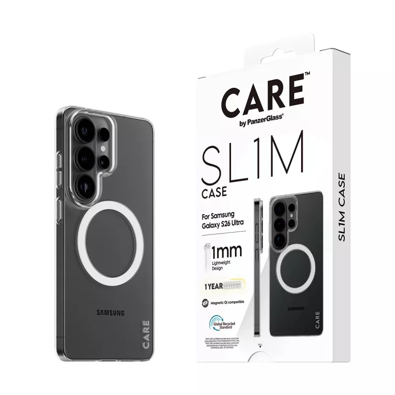 Telefonikohver PanzerGlass CARE™ SL1M läbipaistev Qi-ga Samsung Galaxy S26 Ultra (6.9 tolli) jaoks