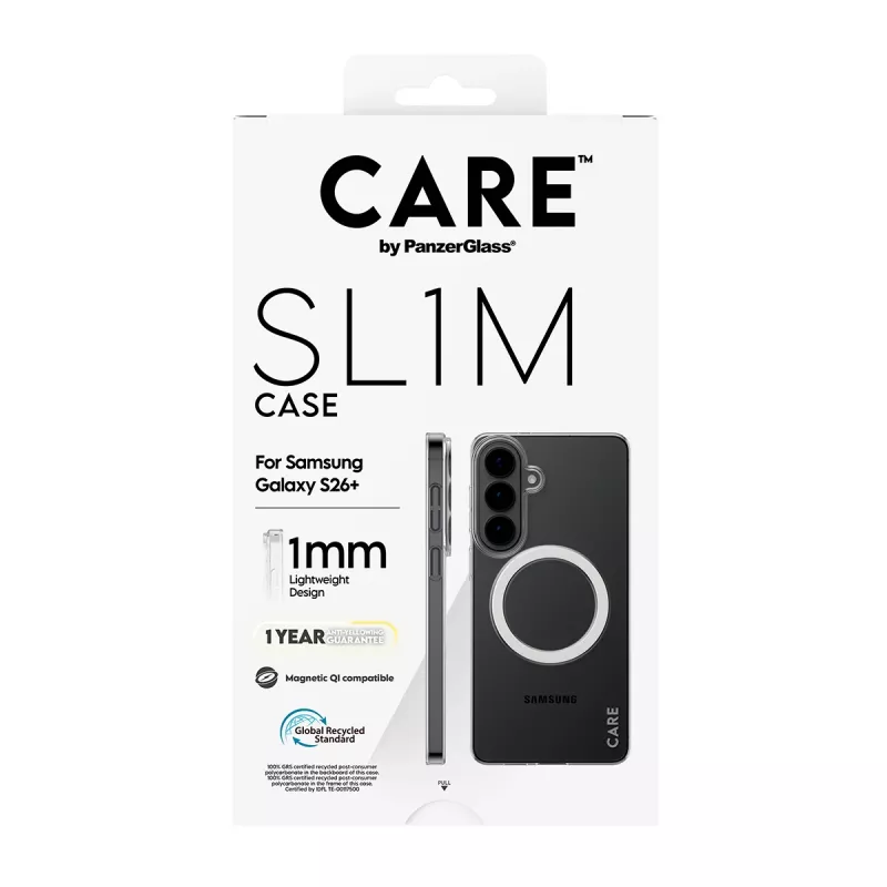 PanzerGlass CARE™ SL1M läbipaistev kaitseümbris Qi-ga Samsung Galaxy S26+ jaoks (6,7 tolli)