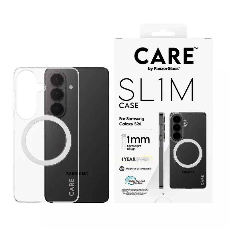 PanzerGlass CARE™ SL1M läbipaistev kaitsekate Qi-ga Samsung Galaxy S26-le, sobib kuni 16 cm (6,3 tolli) ekraanile