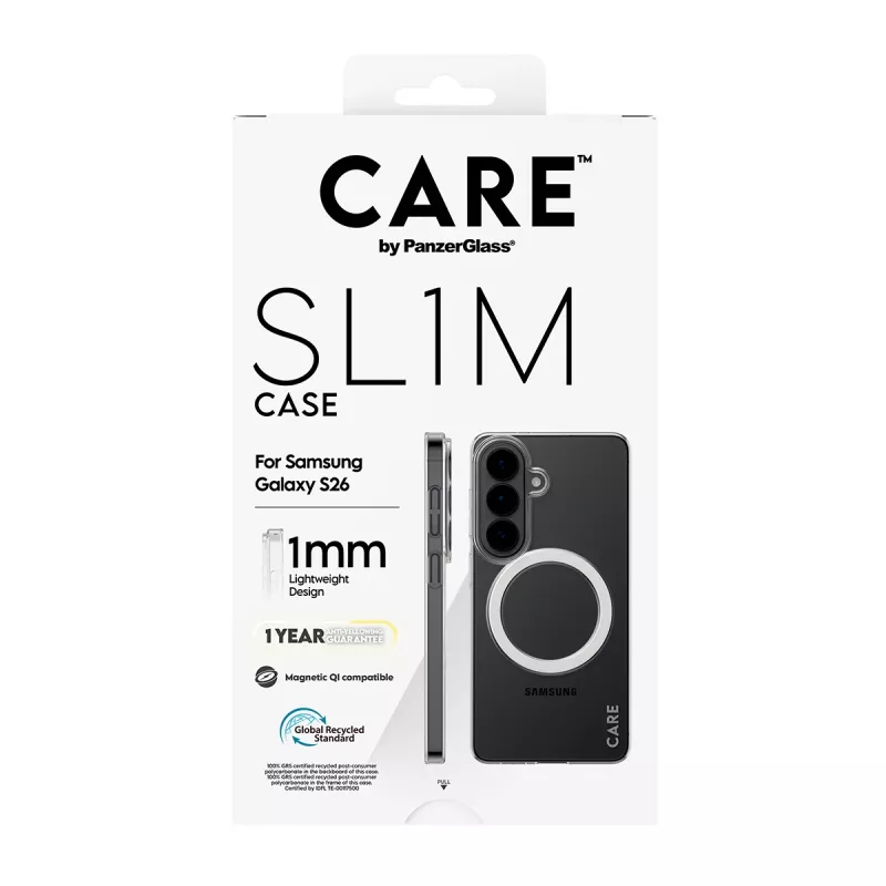 PanzerGlass CARE™ SL1M läbipaistev kaitsekate Qi-ga Samsung Galaxy S26-le, sobib kuni 16 cm (6,3 tolli) ekraanile