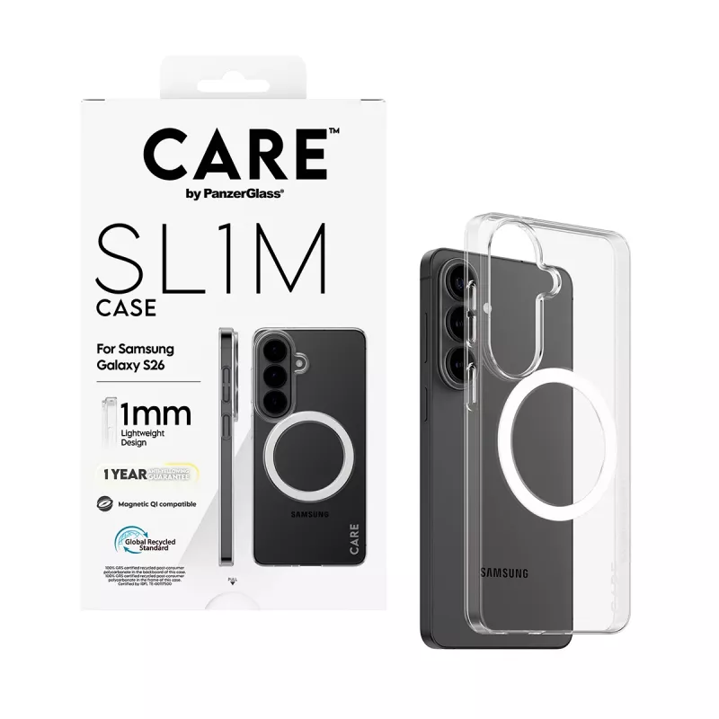 PanzerGlass CARE™ SL1M läbipaistev kaitsekate Qi-ga Samsung Galaxy S26-le, sobib kuni 16 cm (6,3 tolli) ekraanile