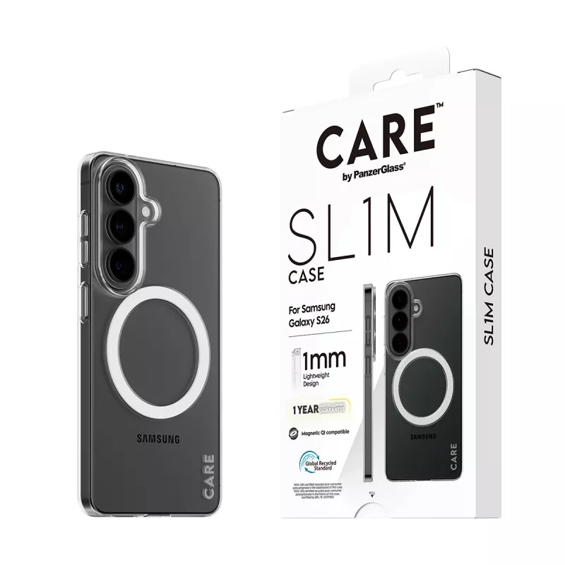 PanzerGlass CARE™ SL1M läbipaistev kaitsekate Qi-ga Samsung Galaxy S26-le, sobib kuni 16 cm (6,3 tolli) ekraanile