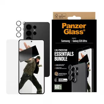 Ekraanikaitsekomplekt PanzerGlass Hoops 2-in-1 Samsung Galaxy S26 Ultra jaoks — karastatud klaas + PET, läbipaistev, ülilaita sobivus