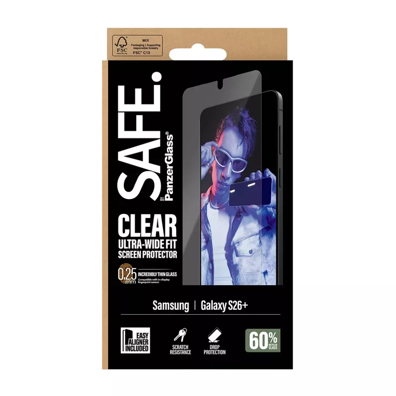 PanzerGlass SAFE. by ® ekraanikaitse Samsung New Galaxy S 2026 Plus | ülilai sobivus EasyAligneriga