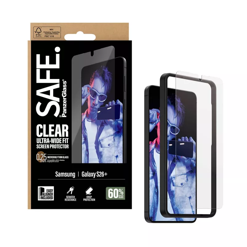 PanzerGlass SAFE. by ® ekraanikaitse Samsung New Galaxy S 2026 Plus | ülilai sobivus EasyAligneriga