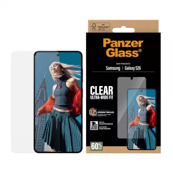 Läbipaistev ekraanikaitse PanzerGlass Samsung Galaxy S26 jaoks – ülilai sobivus, PET + silikoon, kuivpaigaldus