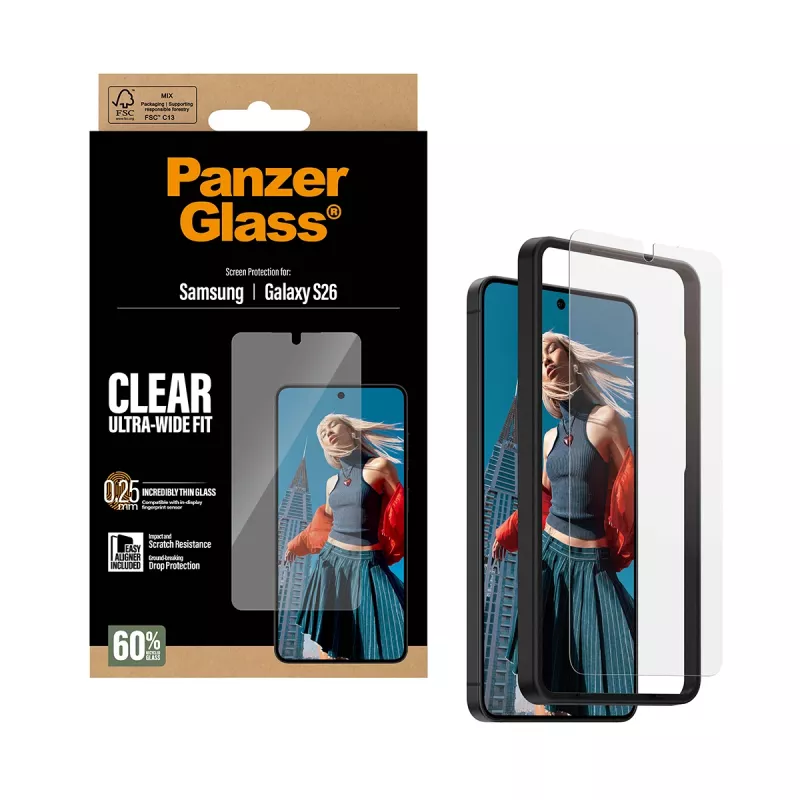 Läbipaistev ekraanikaitse PanzerGlass Samsung Galaxy S26 jaoks – ülilai sobivus, PET + silikoon, kuivpaigaldus