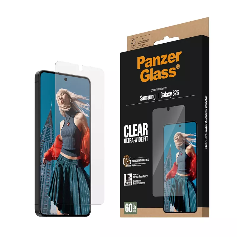 Läbipaistev ekraanikaitse PanzerGlass Samsung Galaxy S26 jaoks – ülilai sobivus, PET + silikoon, kuivpaigaldus