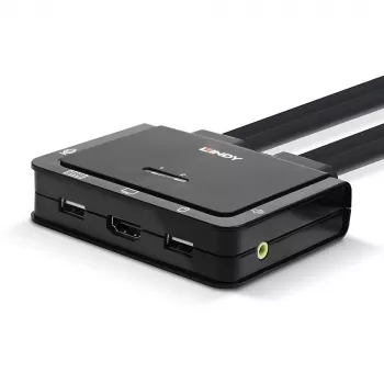 Lindy 2-pordiline HDMI 18G, USB USB-C, USB 2.0 ja heli kaabel-KVM-lüliti