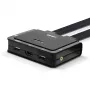 Lindy 2-pordiline HDMI 18G, USB USB-C, USB 2.0 ja heli kaabel-KVM-lüliti