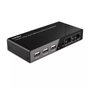 Lindy 2-pordiline HDMI 4K60, USB 2.0 ja heli KVM-lüliti, 4096 x 2160 pikslit, 4K Ultra HD, must