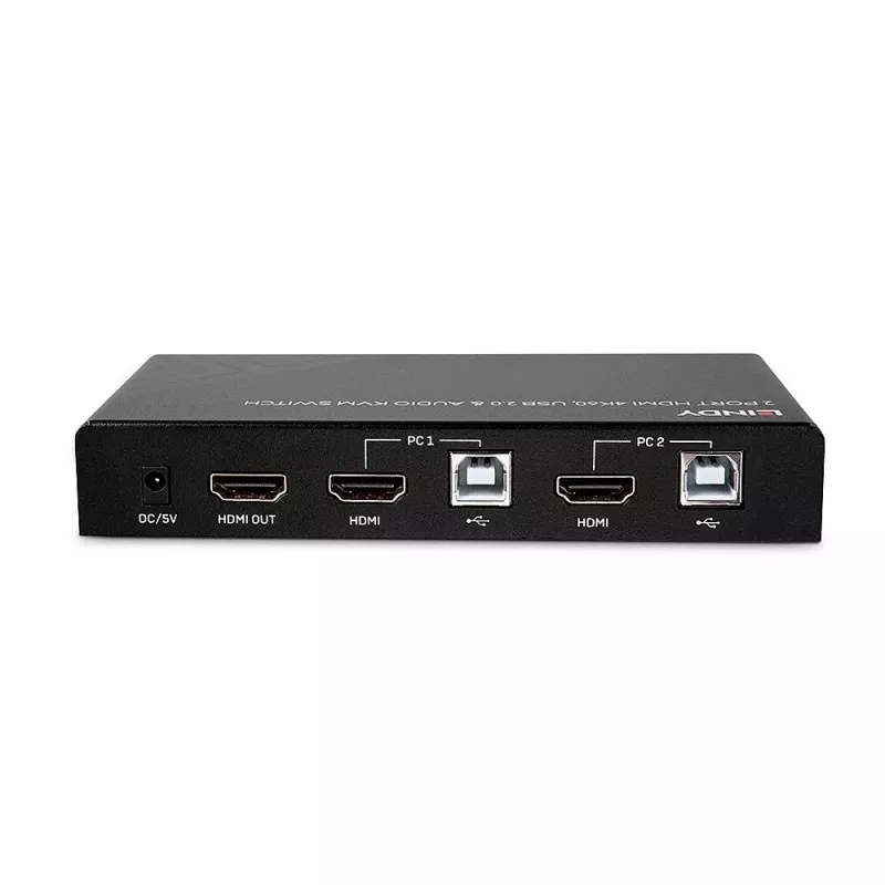 Lindy 2-pordiline HDMI 4K60, USB 2.0 ja heli KVM-lüliti, 4096 x 2160 pikslit, 4K Ultra HD, must