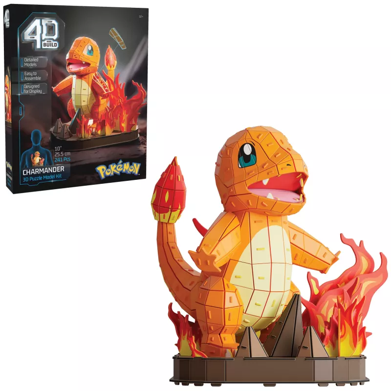4D Build, Pokémon Charmander 3D mudelkomplekt, Pokémoni figuur, Kanto First Partner kollektsioon, lauakaunistus, 241 tükki, vanusele 12+
