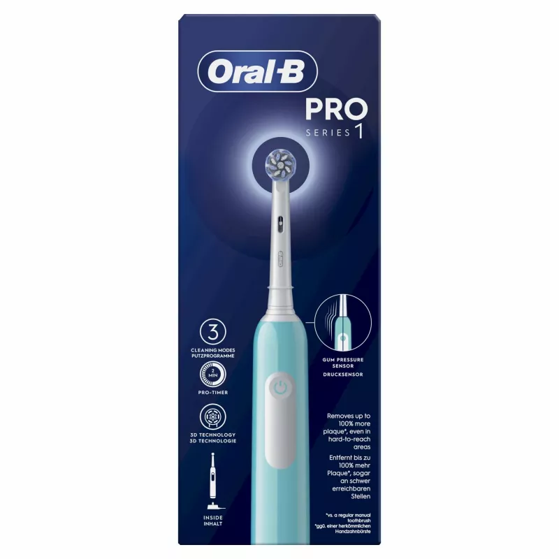 Oral-B Pro 1 Sensitive Clean täiskasvanute pöörlevalt võnkuv hambahari, sinine