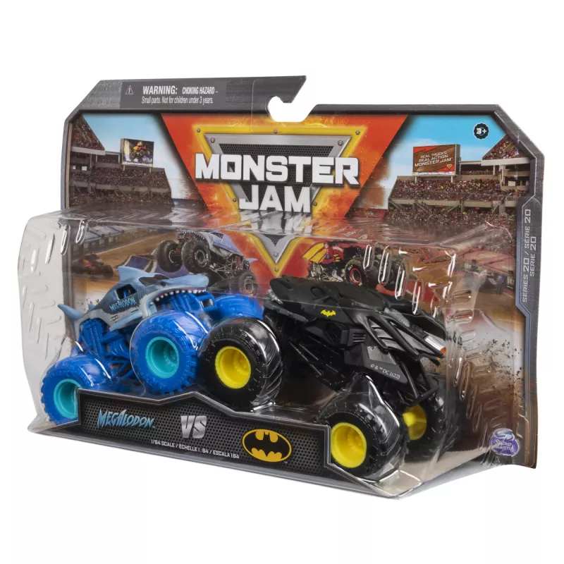 Monster Jam, ametlik Batman vs. Megalodon survevalust monstrumautod, mõõtkavas 1:64, laste mänguasjad poistele alates 3. eluaastast