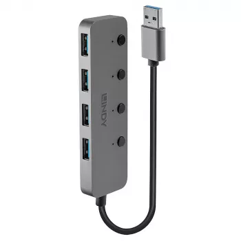 Lindy 4-pordiline USB 3.0 jaotur sisse-/väljalülititega