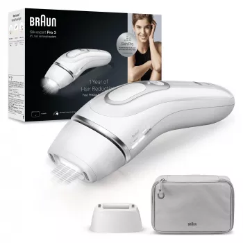 IPL karvade eemaldamise seade BRAUN Silk‑expert Pro 3 PL3020 — Hõbedane/Valge, vooluvõrgust töötav, näo- ja kehaotsikud