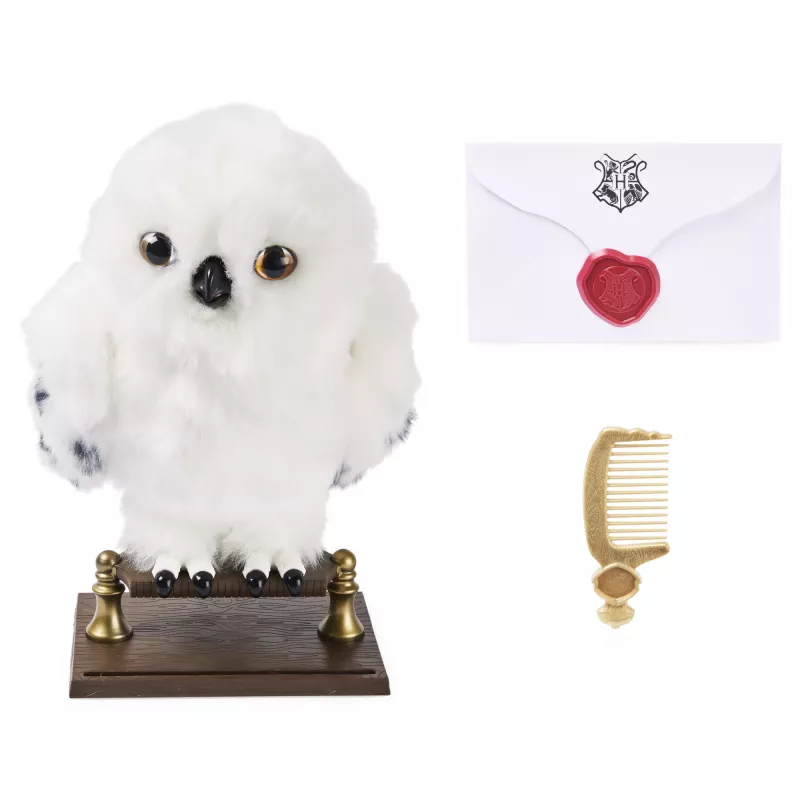 Wizarding World Harry Potter, lummav Hedwig interaktiivne öökull enam kui 15 hääle ja liigutusega ning Sigatüüka ümbrik, mänguasjad lastele alates 5. eluaastast