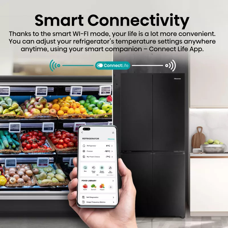 Hisense RQ5P470SAFD eraldiseisev 483 L must, roostevaba teras