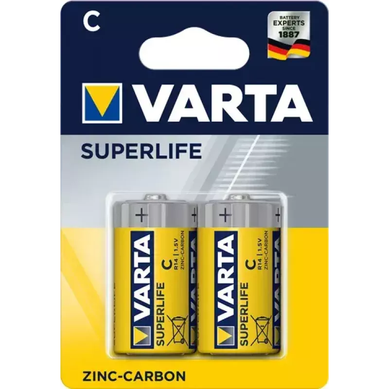Varta Superlife C ühekordne tsink‑süsi aku, C suurus, 1,5 V, 50 mm