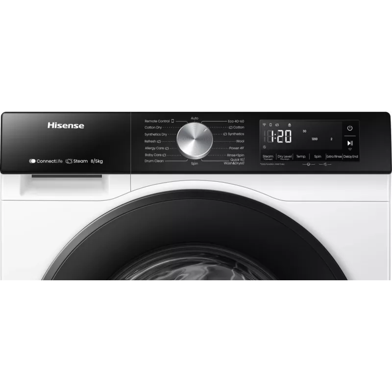 Hisense WD3S8043BW3 pesumasin-kuivati Eraldiseisev Eestlaetav Valge