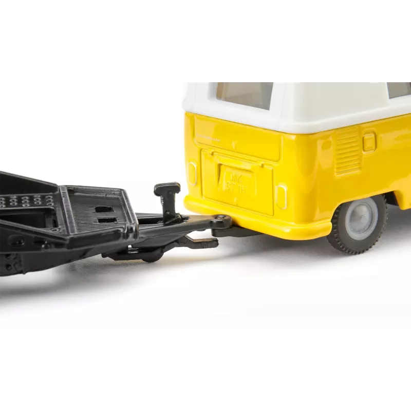 Mudelautode komplekt Siku VW T1 haagise ja VW Beetle'iga, eelkokkupandud 1:50, suurus 42×200×51 mm