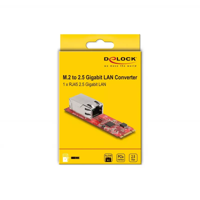 DeLOCK muundur M.2 Key B+M isane RJ45-le 2.5 Gigabit LAN port