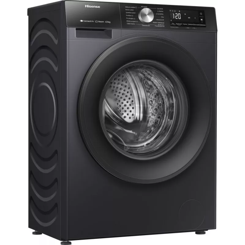 Hisense WD3S8043BB3 pesumasin-kuivati Eraldiseisev Eestlaaditav Must
