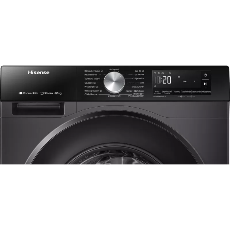 Hisense WD3S8043BB3 pesumasin-kuivati Eraldiseisev Eestlaaditav Must